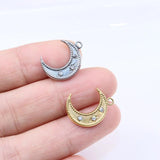 5pcs 15mm Stainless Steel High Moon Stones Charms Pendant