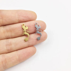 10pcs 20*8mm Stainless Steel Mermaid Charms Pendant DIY Unfading 2 Colors