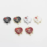 Heart Enamel Rose Flower Charms Lot DIY Jewelry Making Finding
