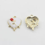 Heart Enamel Rose Flower Charms Lot DIY Jewelry Making Finding