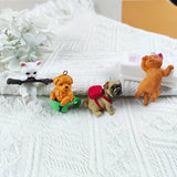 6pcs Teacup Dog Branch Cat Resin Charms for DIY Jewelry Making