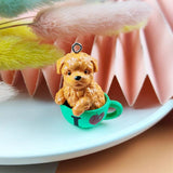 6pcs Teacup Dog Branch Cat Resin Charms for DIY Jewelry Making
