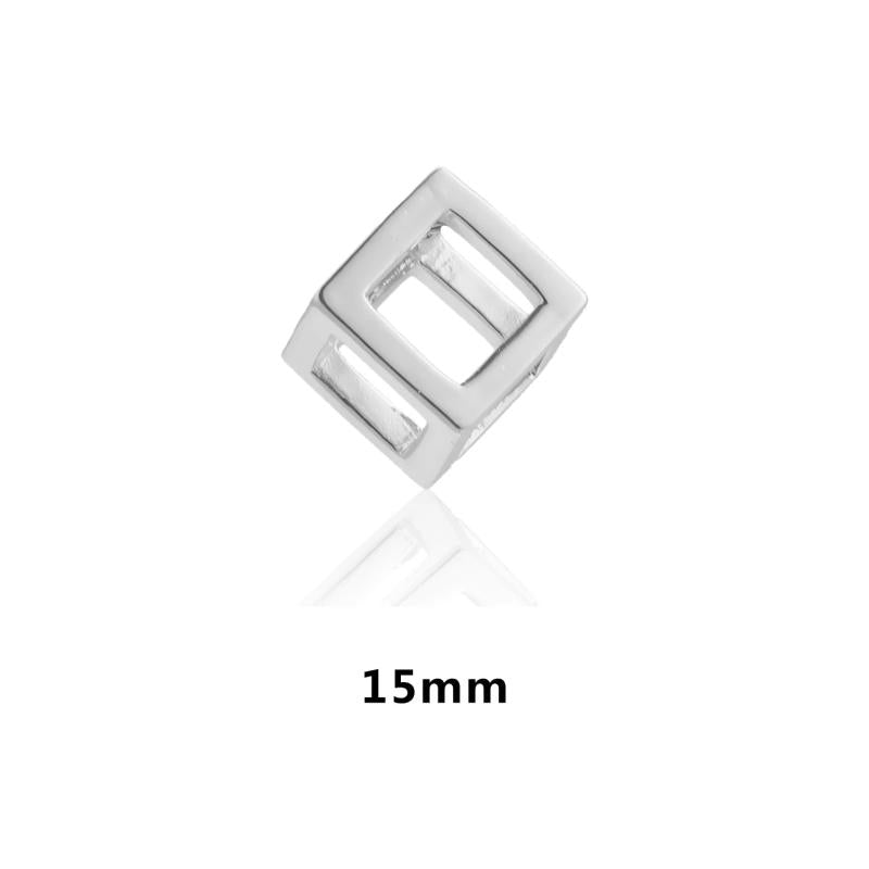 2pcs Stainless Steel Hollow Cube Charm Pendants for DIY Jewelry