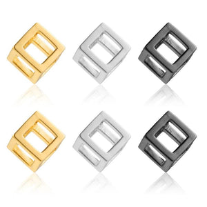 2pcs Stainless Steel Hollow Cube Charm Pendants for DIY Jewelry