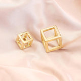 2pcs Stainless Steel Hollow Cube Charm Pendants for DIY Jewelry