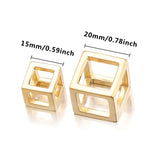 2pcs Stainless Steel Hollow Cube Charm Pendants for DIY Jewelry