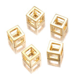 2pcs Stainless Steel Hollow Cube Charm Pendants for DIY Jewelry