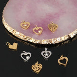 5pcs Stainless Steel Heart Charms for DIY Jewelry Making