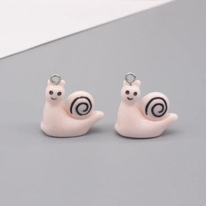 10pcs Pink Snail Resin Earring Charms DIY Jewelry