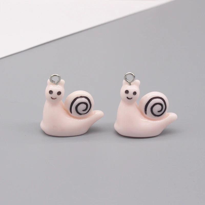 10pcs Pink Snail Resin Earring Charms DIY Jewelry