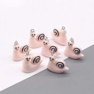 10pcs Pink Snail Resin Earring Charms DIY Jewelry