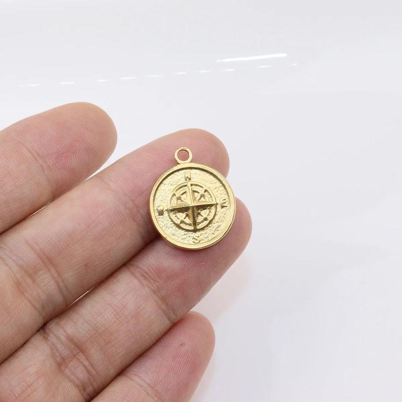 5pcs 16mm Stainless Steel Compass Star Charms Pendant DIY Necklace Earrings