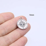 5pcs 16mm Stainless Steel Compass Star Charms Pendant DIY Necklace Earrings