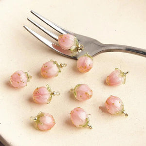5pcs 3D Acrylic Mini Flower Earring Charms for DIY Jewelry Making