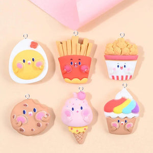 10pcs Potato Chips Cookie Biscuits Popcorn Pendant Charms