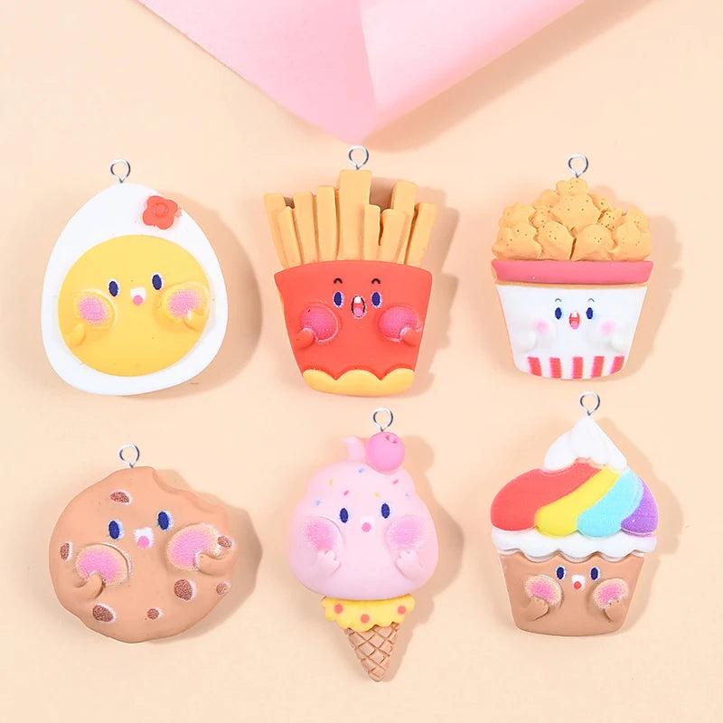 10pcs Potato Chips Cookie Biscuits Popcorn Pendant Charms