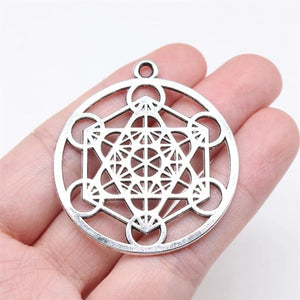 5pcs Antique Silver Metatron Cube Charms 45x40mm for Jewelry Making