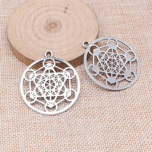 5pcs Antique Silver Metatron Cube Charms 45x40mm for Jewelry Making
