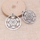 5pcs Antique Silver Metatron Cube Charms 45x40mm for Jewelry Making