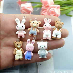 Bear Rabbit Charms for DIY Jewelry Making Earrings Bracelets Phone Accessories