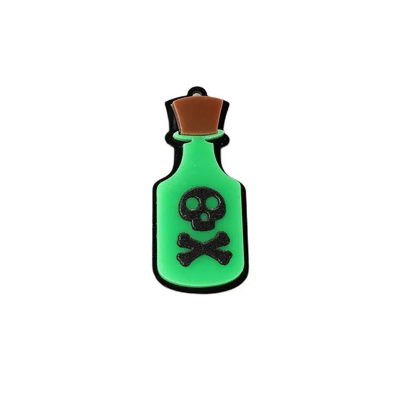 10Pcs Halloween Ghost Charms Acrylic Skull Heads Poison Bottle Jewelry Findings