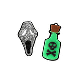 10Pcs Halloween Ghost Charms Acrylic Skull Heads Poison Bottle Jewelry Findings
