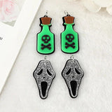 10Pcs Halloween Ghost Charms Acrylic Skull Heads Poison Bottle Jewelry Findings