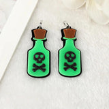 10Pcs Halloween Ghost Charms Acrylic Skull Heads Poison Bottle Jewelry Findings