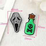 10Pcs Halloween Ghost Charms Acrylic Skull Heads Poison Bottle Jewelry Findings