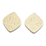 20Pcs Raw Brass Textured Square Charms Rhombus Pendants DIY Jewelry