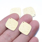 20Pcs Raw Brass Textured Square Charms Rhombus Pendants DIY Jewelry