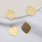 20Pcs Raw Brass Textured Square Charms Rhombus Pendants DIY Jewelry