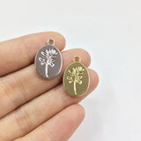20pcs 12*18mm Oval Rose Flower Print Charms Pendant DIY Necklace