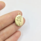 20pcs 12*18mm Oval Rose Flower Print Charms Pendant DIY Necklace