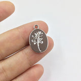 20pcs 12*18mm Oval Rose Flower Print Charms Pendant DIY Necklace