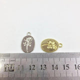20pcs 12*18mm Oval Rose Flower Print Charms Pendant DIY Necklace