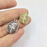 20pcs 12*18mm Oval Rose Flower Print Charms Pendant DIY Necklace