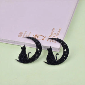 10pcs Pink Moon Cat Charms for Earring DIY Jewelry Making