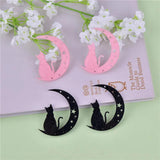 10pcs Pink Moon Cat Charms for Earring DIY Jewelry Making