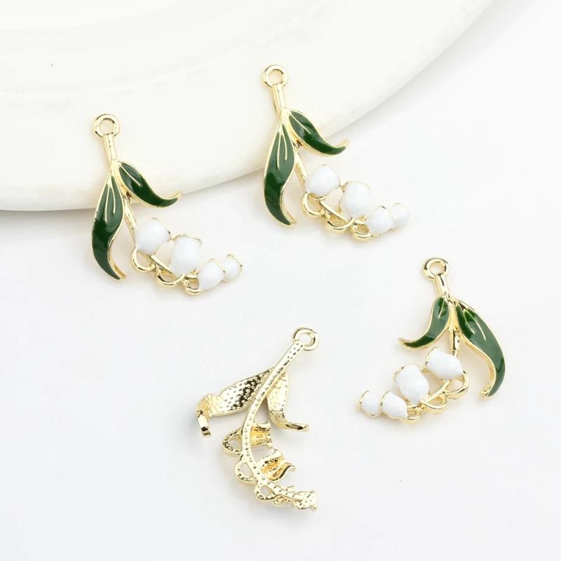 Enamel Bell Orchid Flowers Charms 6pcs/lot DIY Jewelry Making