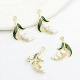 Enamel Bell Orchid Flowers Charms 6pcs/lot DIY Jewelry Making