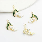 Enamel Bell Orchid Flowers Charms 6pcs/lot DIY Jewelry Making