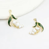 Enamel Bell Orchid Flowers Charms 6pcs/lot DIY Jewelry Making