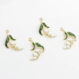 Enamel Bell Orchid Flowers Charms 6pcs/lot DIY Jewelry Making