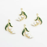 Enamel Bell Orchid Flowers Charms 6pcs/lot DIY Jewelry Making