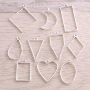 30Pc/3set Geometric Hollow Pendant Resin Jewelry Making