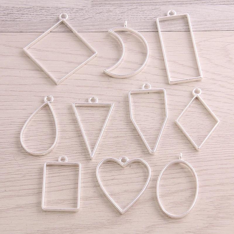 30Pc/3set Geometric Hollow Pendant Resin Jewelry Making