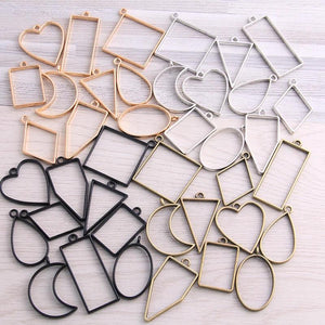 30Pc/3set Geometric Hollow Pendant Resin Jewelry Making