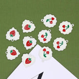 10pcs Enamel Strawberry Cherry Charms for Jewelry Making