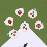 10pcs Enamel Strawberry Cherry Charms for Jewelry Making